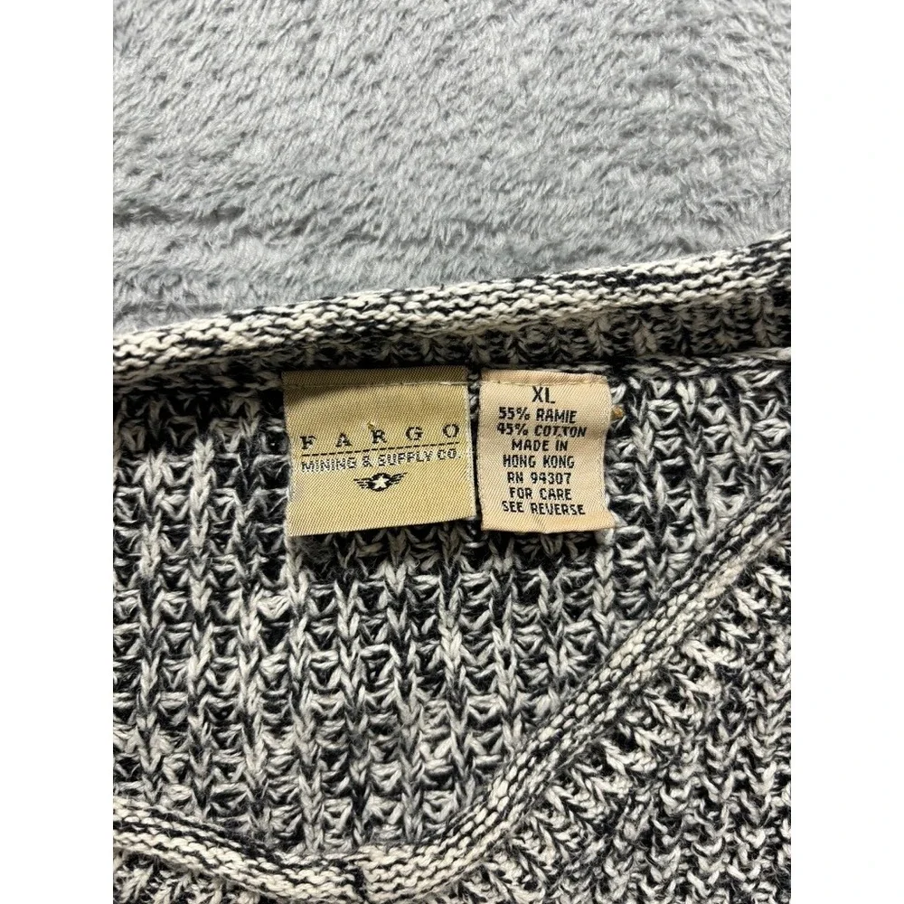 Vintage‎ Fargo Marled Knit Sweater XL Gray Grandpa Core Textured V Neck